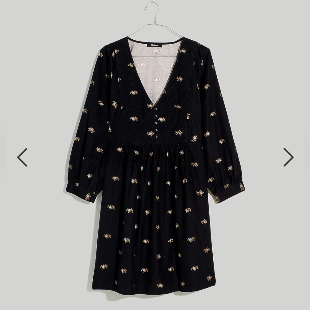Madewell Corduroy Quilted-Bib Mini Dress in Blurred Ikat - Picture 7 of 7